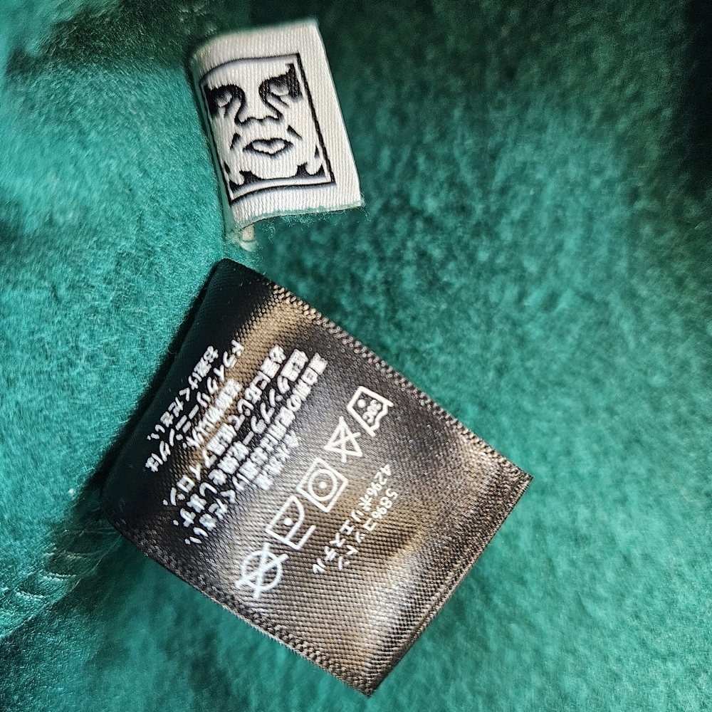 Obey Brick By Brick Crewneck Mens S Green Embroidered Graphic Sweatshirt Skater - Picture 9 of 9